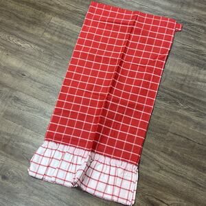 Set 2 Sears Perma Prest Red White Plaid Fashion Curtain Panels 36" Rod Pocket